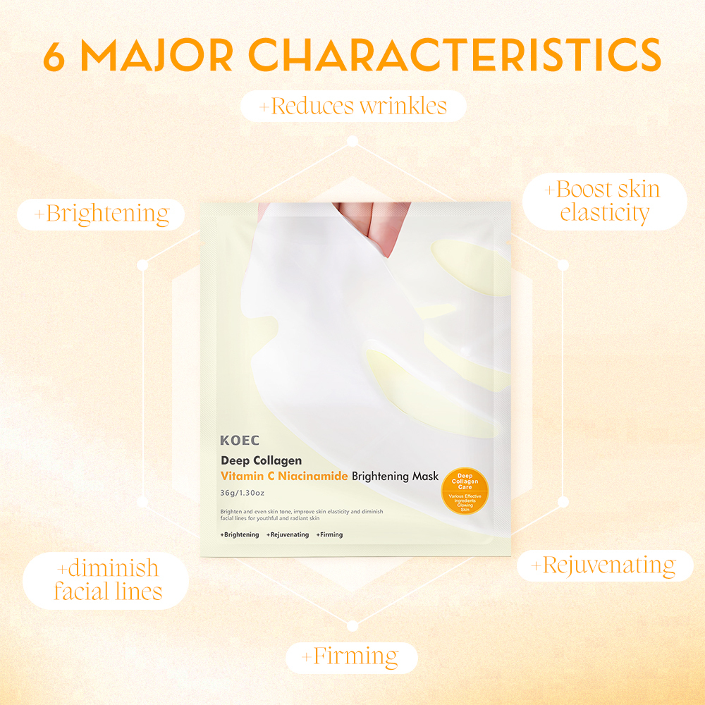 Deep Collagen Niacin-Vita C Brightening Mask AntiWrinkle Facial Sheet Mask Collagen Lifting Firming Moisturizing Accept OEM