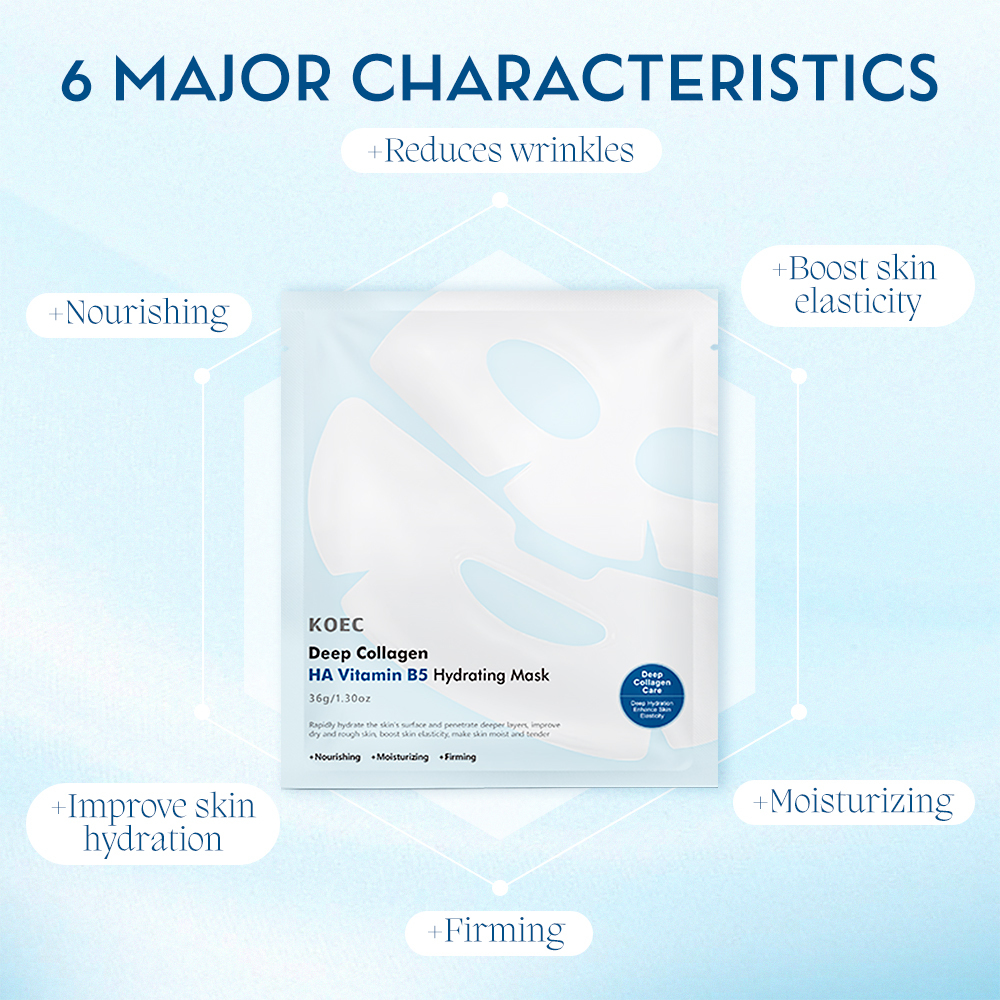 Deep Collagen Hyalu-B5 Hydrating Mask KOEC Anti-Wrinkle Facial Sheet Masks Collagen for Lifting Firming Moisturizing Accept OEM
