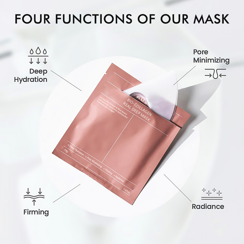 KOEC Collagen Hydrating Face Mask Facial Elasticity Improvement Real Deep Clean Whitening Firming Moisturizing OEM Wholesale