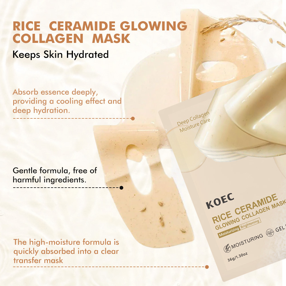 Rice Ceramide Glowing Collagen Mask 4pcs Face Tightening Lifting for V-Line Smile Line Forehead Wrinkles Wholesale OEM