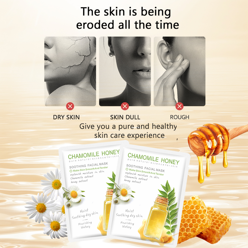 KOEC Honey Facial Sheet Mask Wholesale Organic Soothing Moisturizing Chamomile Face Mask Skin Care