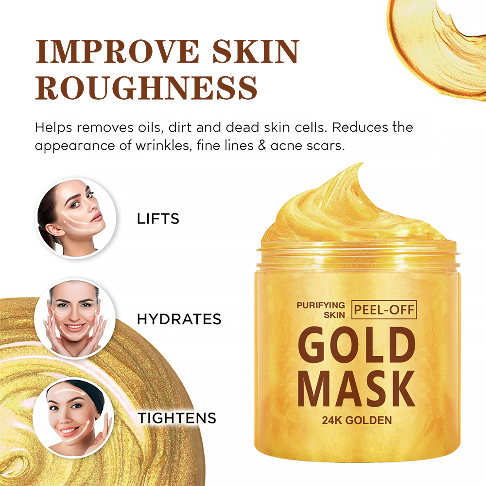 24K Gold Purifying Peel-Off Mask Anti Wrinkle Shrink Pores Collagen Facemask 200g Private Label OEM