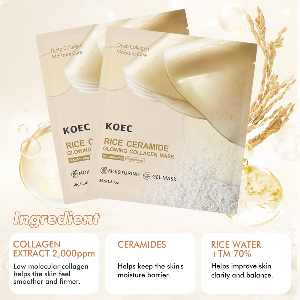 Rice Ceramide Glowing Collagen Mask 4pcs Face Tightening Lifting for V-Line Smile Line Forehead Wrinkles Wholesale OEM