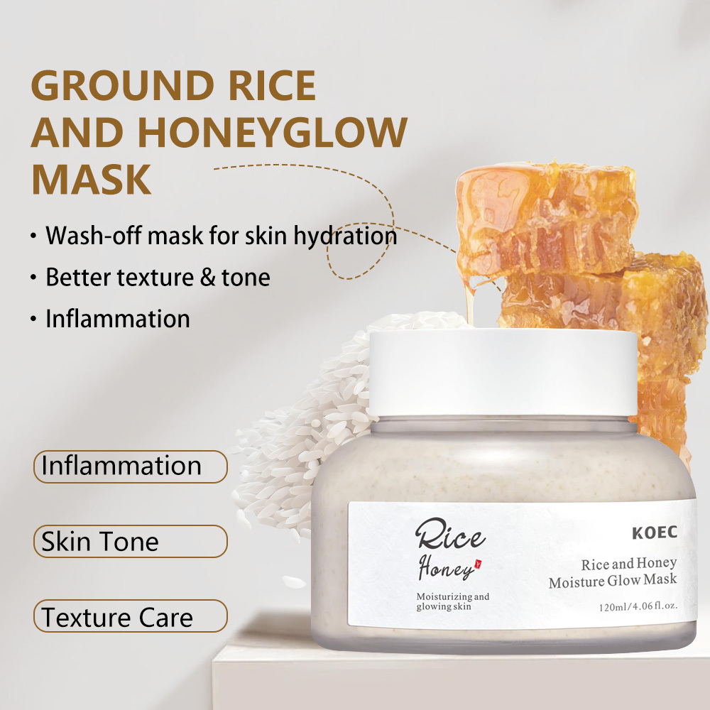 Ground Rice and Honey Glow Mask 120ML Pore Sebum Care for Dry Sensitive Skin Hydrating & Moisturizing Gentle Deep Clean OEM
