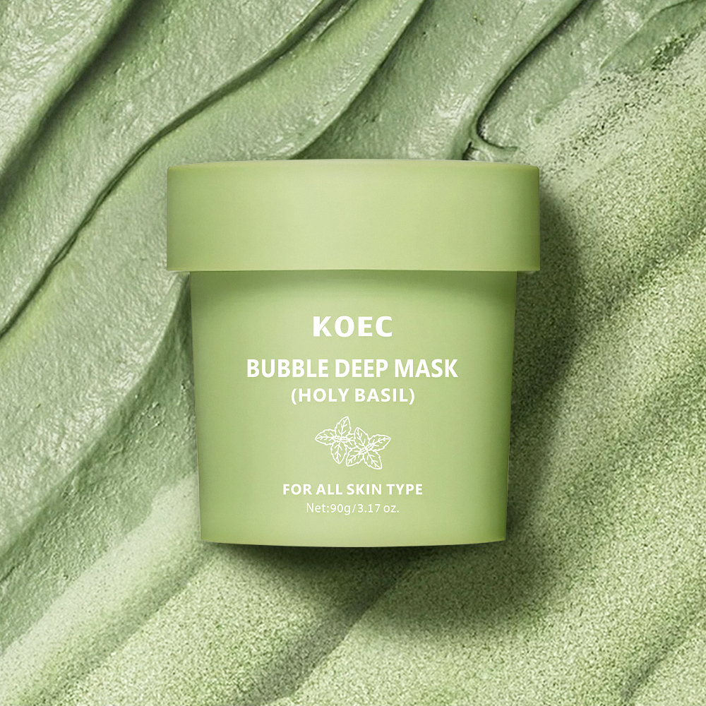 Bubble Deep Mask Holy Basil for Cleansing Pores & Blackheads Clay to Bubble Wash-Off Pack Hydrating Moisturizing Gentle Mask OEM