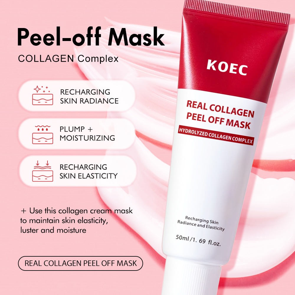 Real Collagen Night Wrapping Mask with Brush, KOEC Peel Off Facial Mask for Elasticity Skin, Wholesale Skincare Face Mask 50g