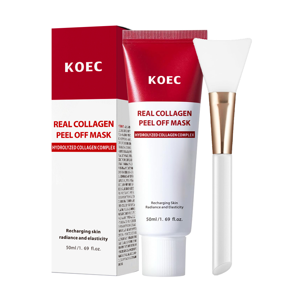 Real Collagen Night Wrapping Mask with Brush, KOEC Peel Off Facial Mask for Elasticity Skin, Wholesale Skincare Face Mask 50g