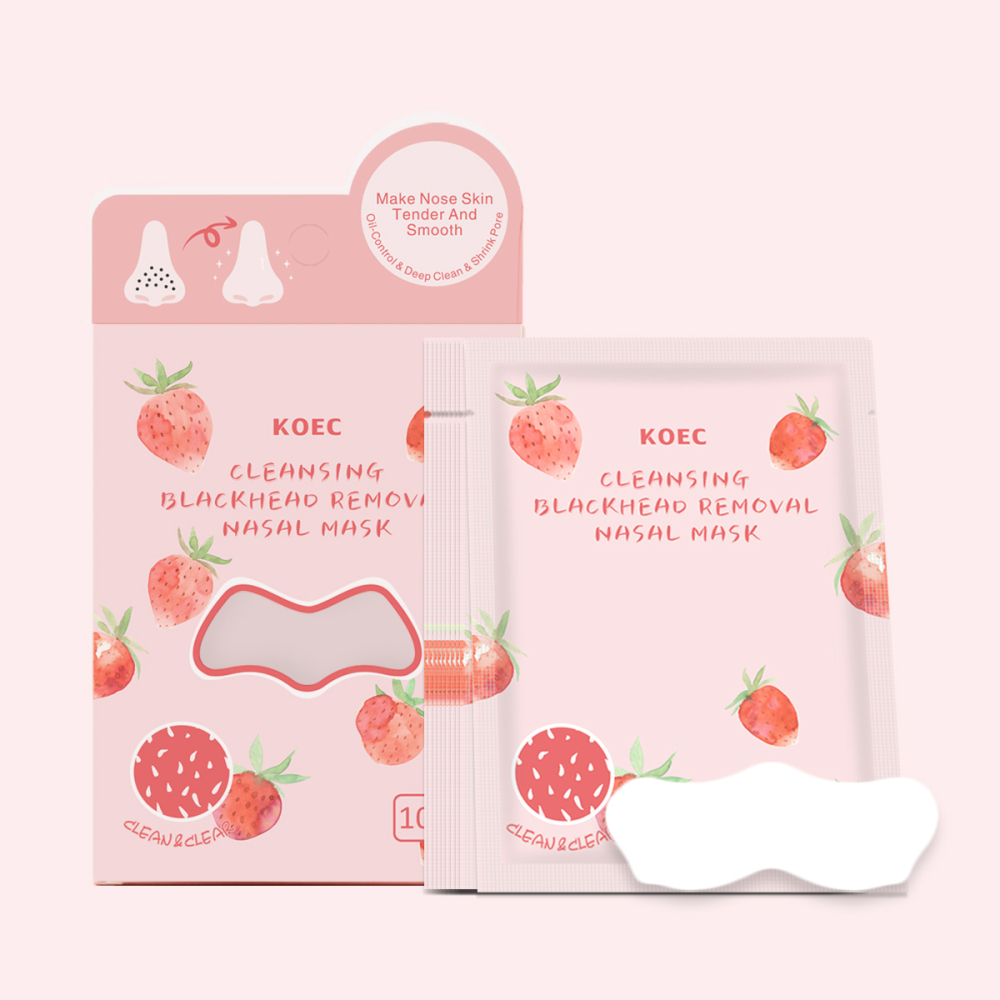 KOEC Strawberry Nose Strips for Blackheads 10pcs Wholesale Pore Cleansing Blackhead Remover Nose Patches Mask