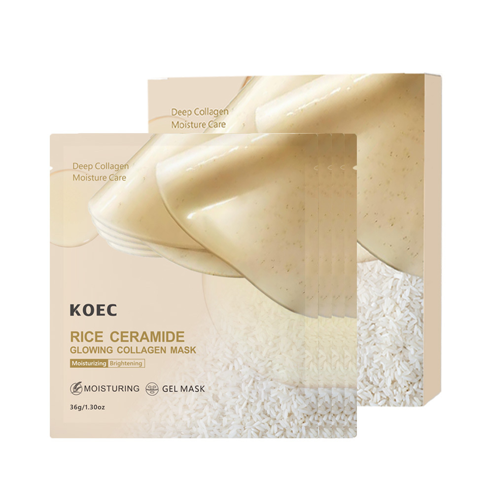 Rice Ceramide Glowing Collagen Mask 4pcs Face Tightening Lifting for V-Line Smile Line Forehead Wrinkles Wholesale OEM