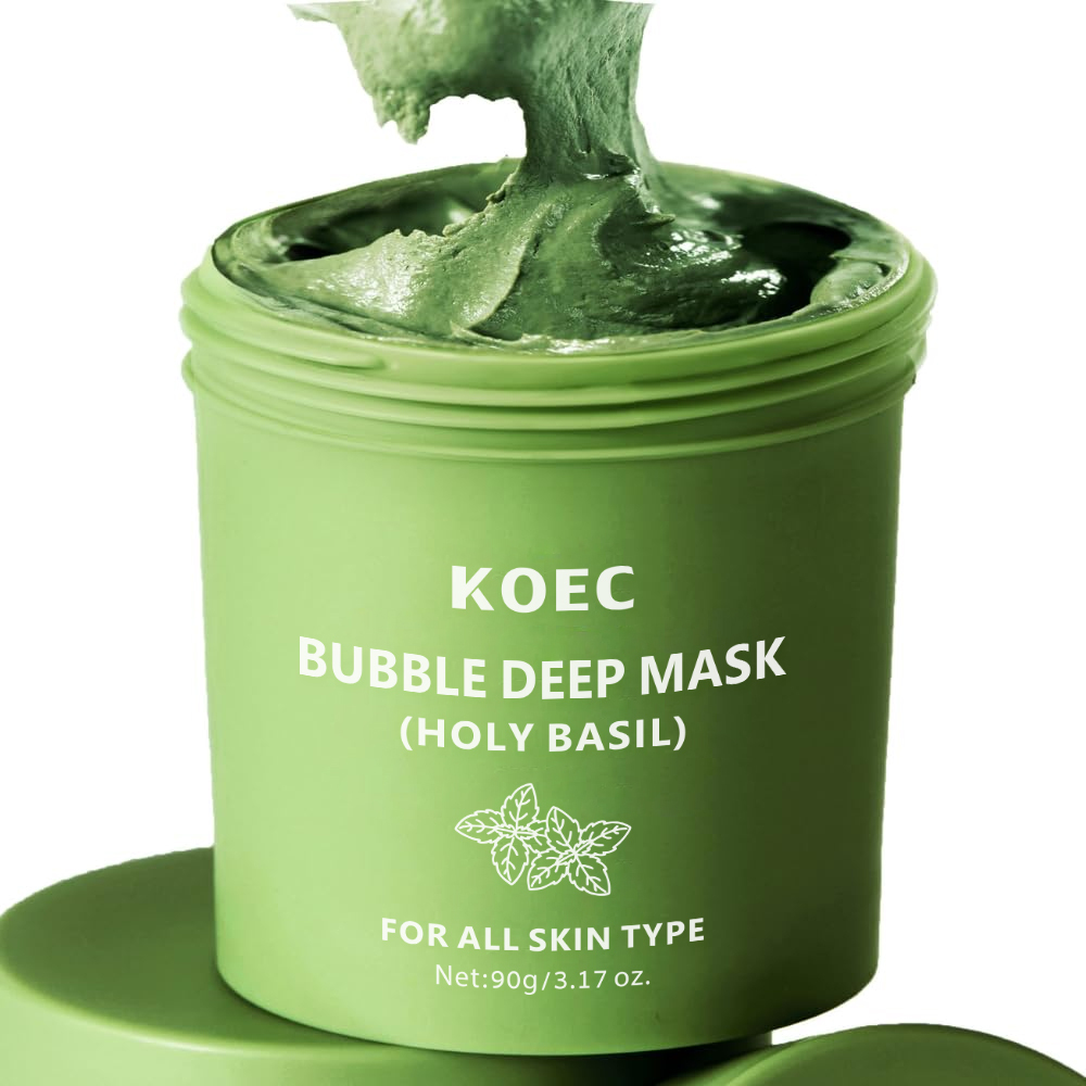 Bubble Deep Mask Holy Basil for Cleansing Pores & Blackheads Clay to Bubble Wash-Off Pack Hydrating Moisturizing Gentle Mask OEM