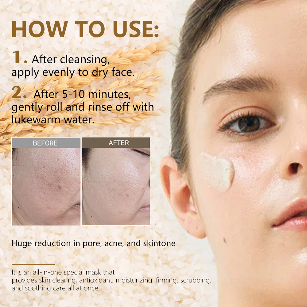 Ground Rice and Honey Glow Mask 120ML Pore Sebum Care for Dry Sensitive Skin Hydrating & Moisturizing Gentle Deep Clean OEM