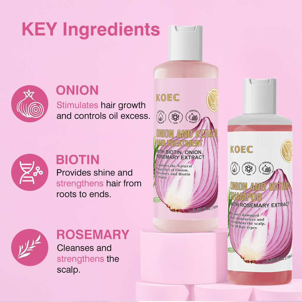 Hair Care DUO Box Shampoo Onion Biotin and Rosemary Shampoo Stronger Thicker and Longer Hair Soft Shine Hair Loss Accept OEM