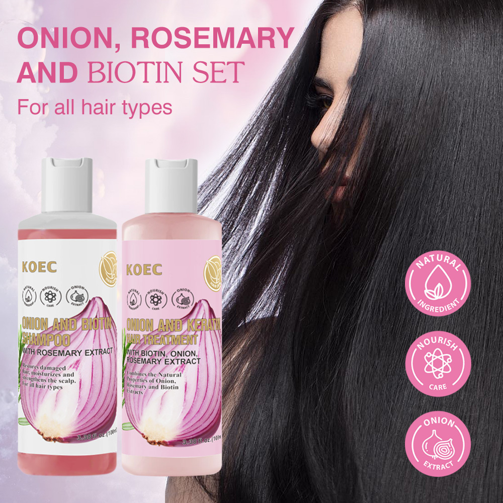 Hair Care DUO Box Shampoo Onion Biotin and Rosemary Shampoo Stronger Thicker and Longer Hair Soft Shine Hair Loss Accept OEM