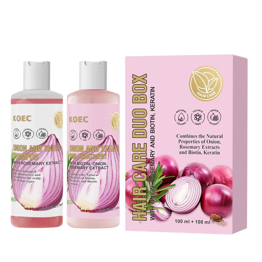 Hair Care DUO Box Shampoo Onion Biotin and Rosemary Shampoo Stronger Thicker and Longer Hair Soft Shine Hair Loss Accept OEM