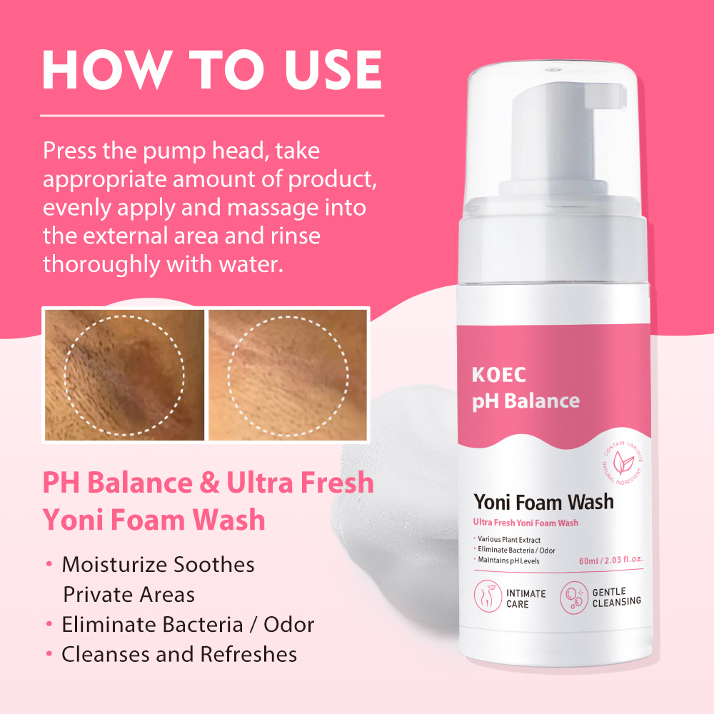 Yoni Foam Wash 60ml Naturally Safe PH-Balancing Gentle Cleansing Formula for Women Daily Care Keep Fresh Wholesale