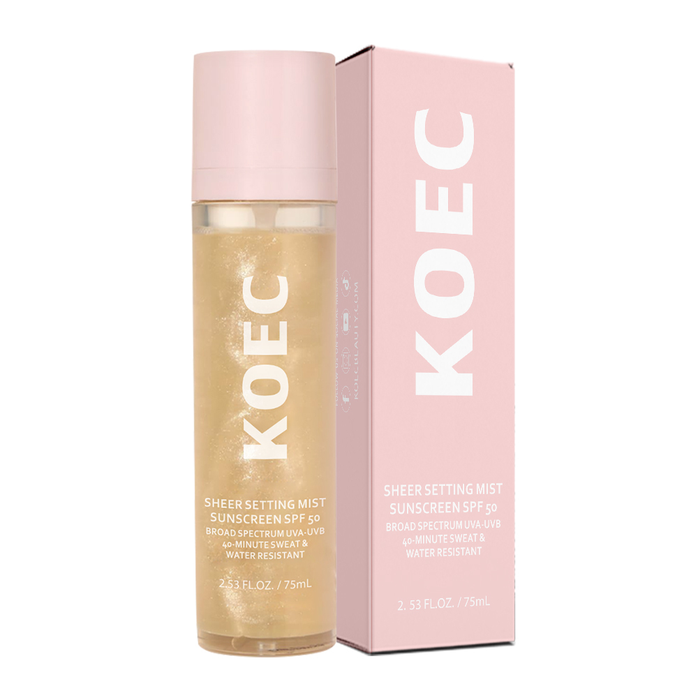 Sheer Setting Mist Sunscreen SPF 50 Broad Spectrum Shimmering Body Mist Hydrating Glow for Face Body Non-Greasy & Fast-Absorbing