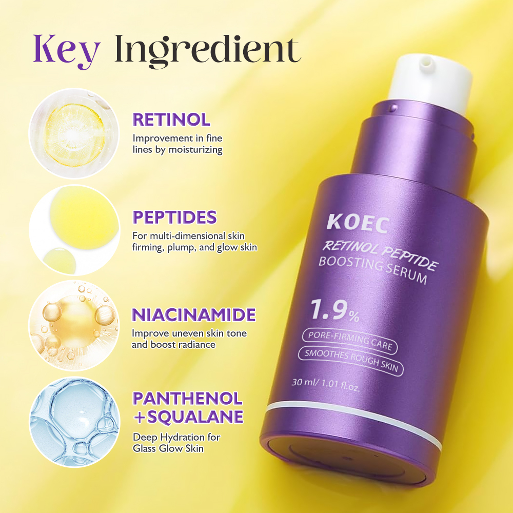 Retinol Peptide Boosting Serum 30ml Smooth Face Serum for Women Hydrating for All Skin Type Accept Customize Private Label OEM