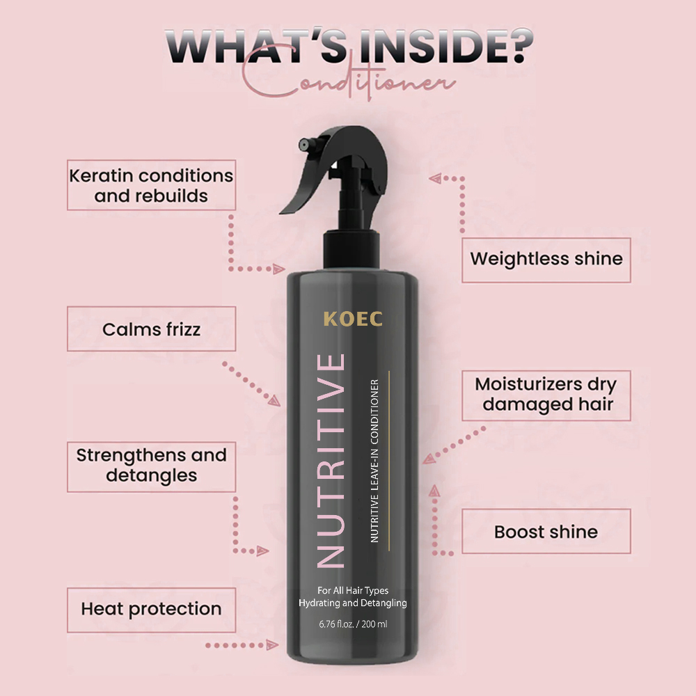 Nutritive Leave-In Conditioner KOEC Shine Repairs the Colored Bleach Hair Strands Protect Hair Color Provide Thermal Protection
