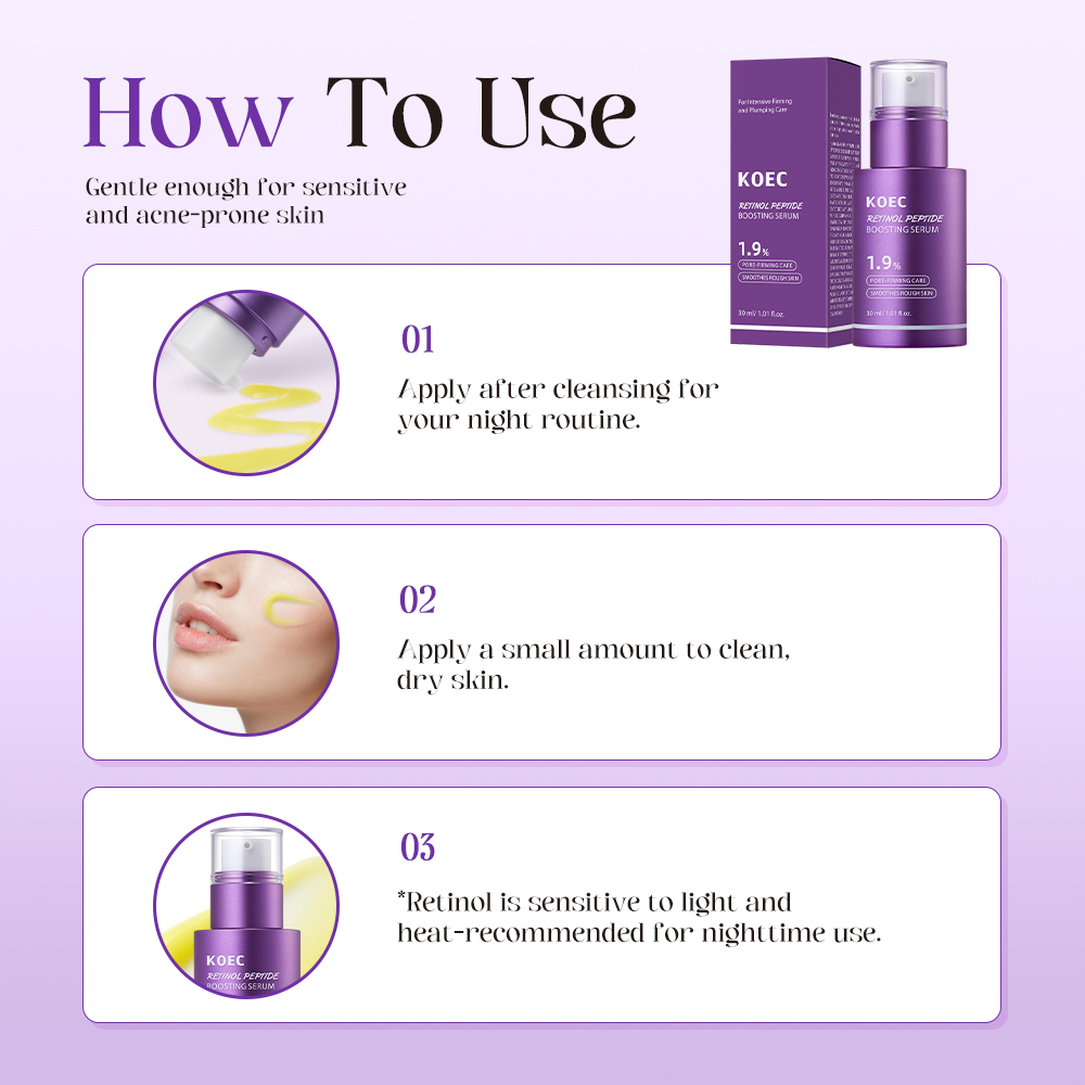 Retinol Peptide Boosting Serum 30ml Smooth Face Serum for Women Hydrating for All Skin Type Accept Customize Private Label OEM