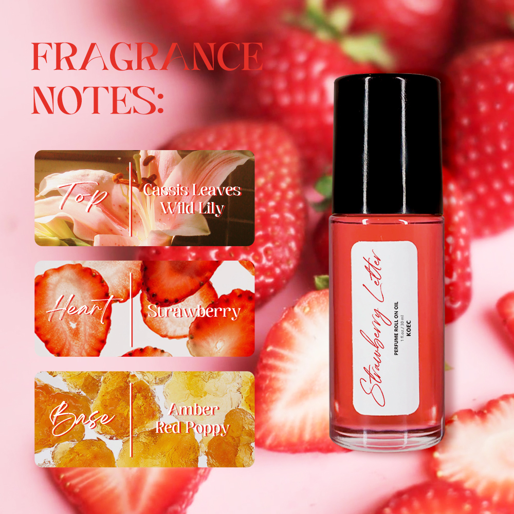 KOEC Perfume Roll on Oil (Strawberry Letter) Long-Lasting Fragrance Perfume Oil Scent Luxury Perfume Gift Body Oil