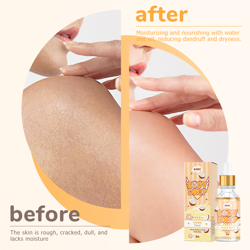 Body Drop KOEC Coconut Donut Body Oil Wholesale Moisturizing Natural Scent Essential Oil for Face&Body Nourishing Donut OEM