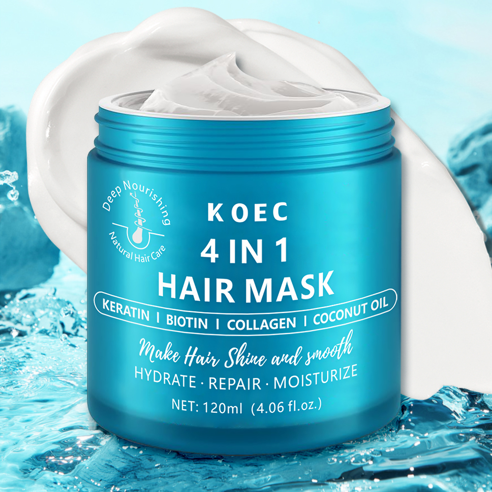 4 in 1 Hair Mask KOEC Biotin Collagen Hair Treatment Deep Repair Conditioning Haircare Essence All Hair Types Accept Customize