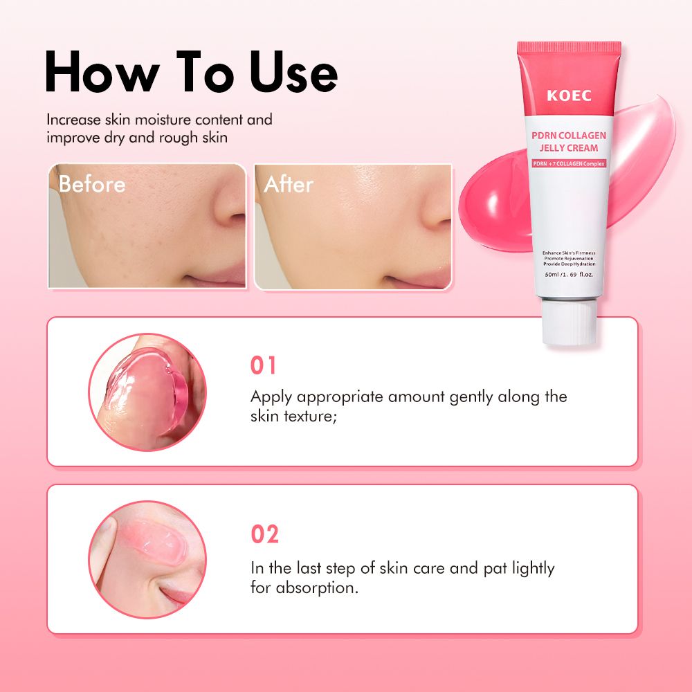 PDRN Collagen Jelly Cream 5,000ppm Salmon DNA PDRN Uneven Skin Tone, No Artificial Color  Hydrating Moisturizing Firming OEM