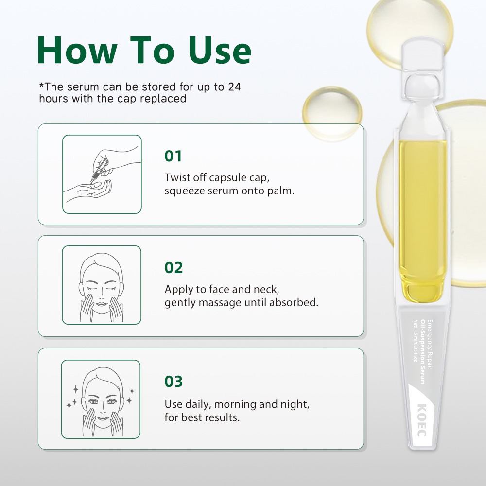 KOEC Emergency Repair Facial Serum 30pcs*1.5ml Organic Oil-Suspension Whitening Face Serum  Anti-Aging Korean Skincare Wholesale