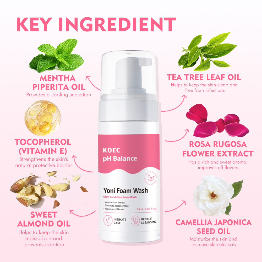 Yoni Foam Wash 60ml Naturally Safe PH-Balancing Gentle Cleansing Formula for Women Daily Care Keep Fresh Wholesale