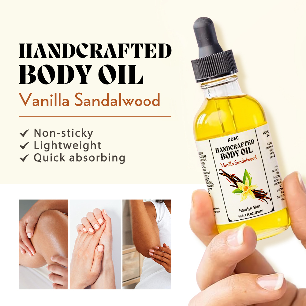 Handcrafted Vanilla Sandalwood KOEC Body Oil for Smooth Skin Moisturizer Fragrance Body Care Massage Oil OEMODM Tiktok Hot Sale