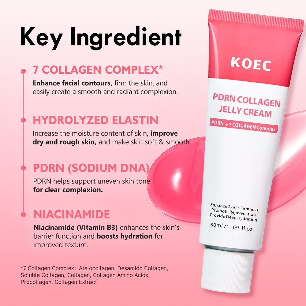 PDRN Collagen Jelly Cream 5,000ppm Salmon DNA PDRN Uneven Skin Tone, No Artificial Color  Hydrating Moisturizing Firming OEM