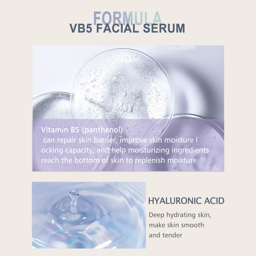 KOEC Vitamin B5&Hyaluronic Acid Moisture Facial Serum 30ml Hydrating Repair Skin Care Serum