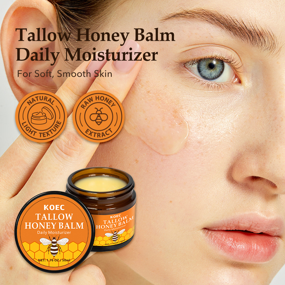 Koec High Quality Honey Beef Tallow Balm Moisturizer Natural Honey Tallow Night Cream for Smooth Skin  Moisturizing Cream