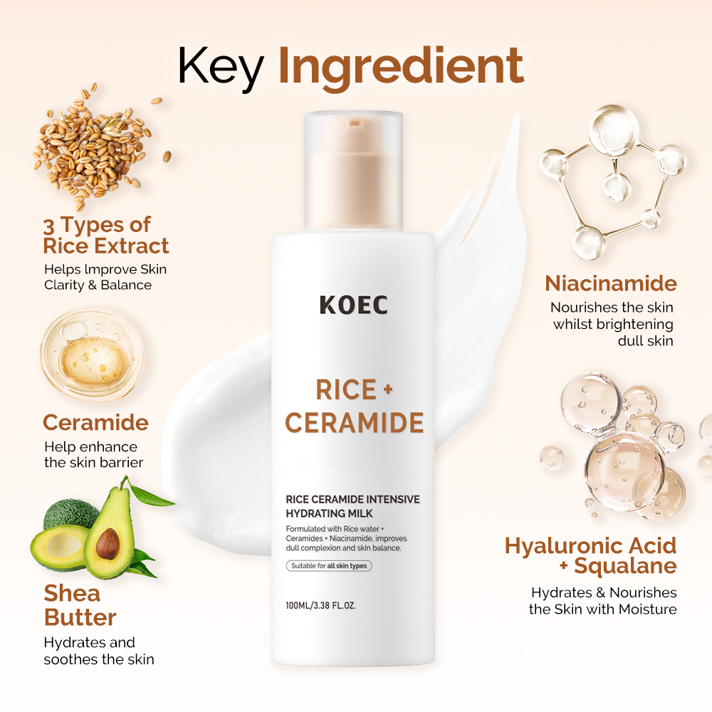 Rice Ceramide Moisturizing Lotion, Brightening Skin Tone, Deep Hydration