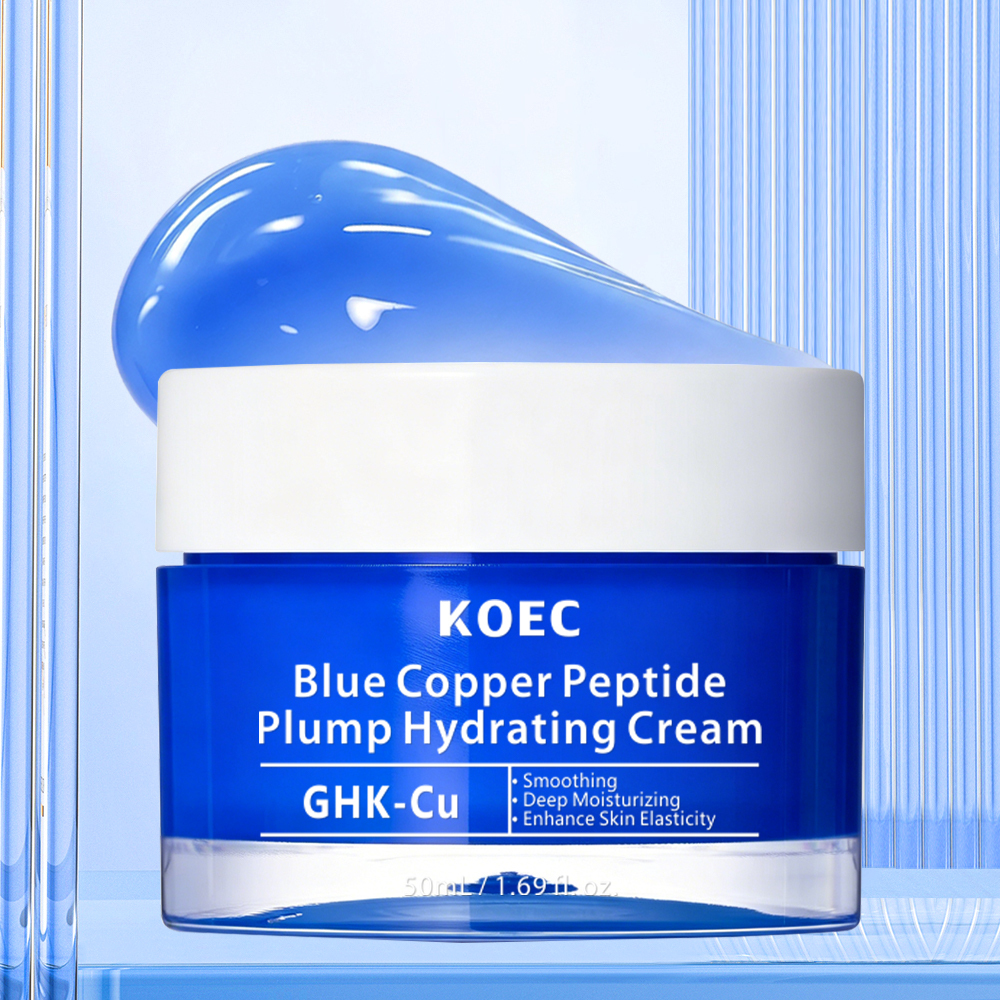 KOEC Blue Copper Peptide Bakuchiol Cream, GHK-Cu, 5 Multi Peptide Anti-Aging Cream for Face & Body, Lightweight Moisturizer
