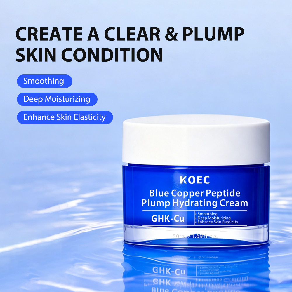 KOEC Blue Copper Peptide Bakuchiol Cream, GHK-Cu, 5 Multi Peptide Anti-Aging Cream for Face & Body, Lightweight Moisturizer