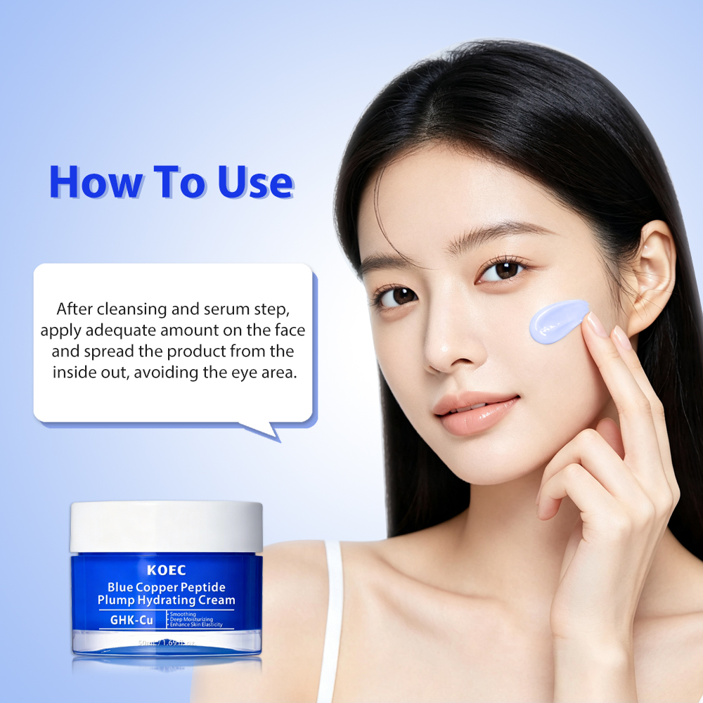 KOEC Blue Copper Peptide Bakuchiol Cream, GHK-Cu, 5 Multi Peptide Anti-Aging Cream for Face & Body, Lightweight Moisturizer