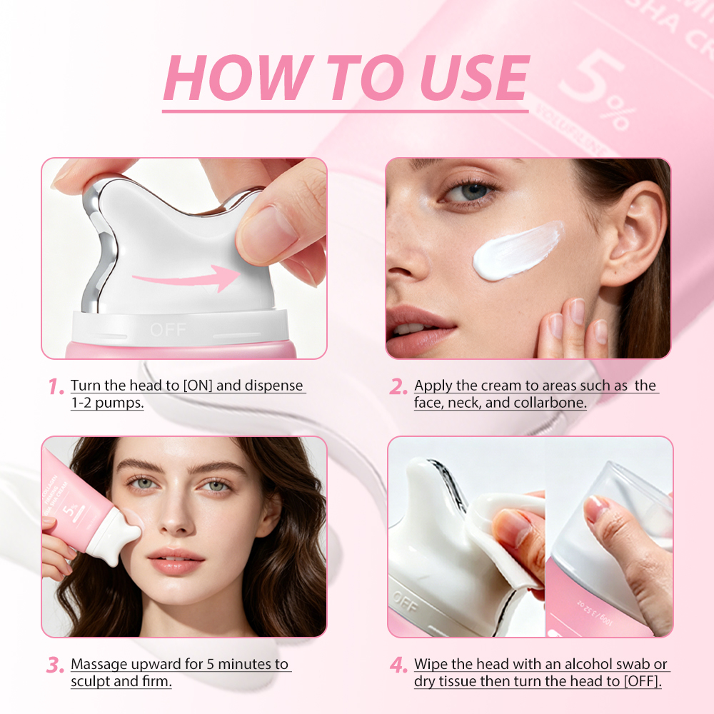 KOEC PDRN Collagen Gua Sha Neck Wrinkle Cream | Built-In Gua Sha Massager with 5% Volufiline | Firming & Contour Care