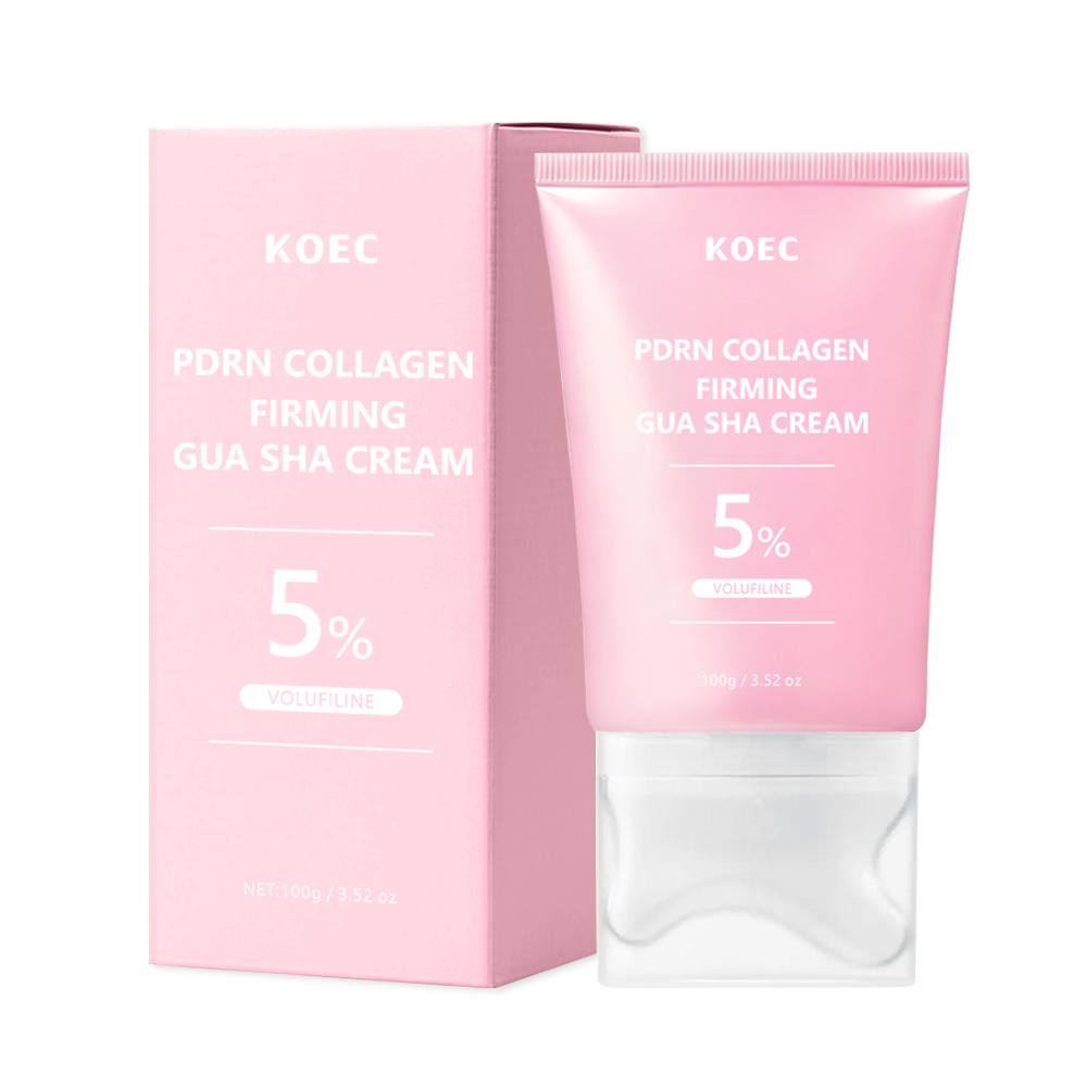 KOEC PDRN Collagen Gua Sha Neck Wrinkle Cream | Built-In Gua Sha Massager with 5% Volufiline | Firming & Contour Care