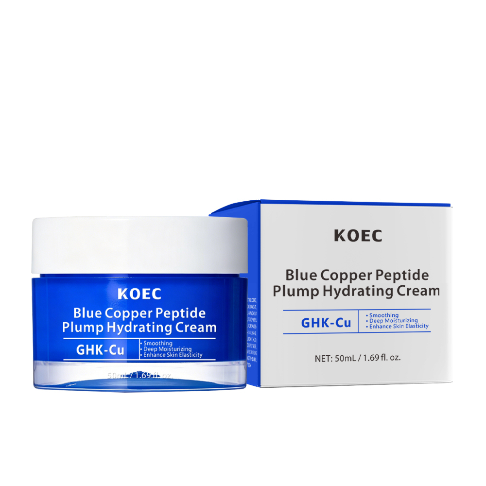 KOEC Blue Copper Peptide Bakuchiol Cream, GHK-Cu, 5 Multi Peptide Anti-Aging Cream for Face & Body, Lightweight Moisturizer