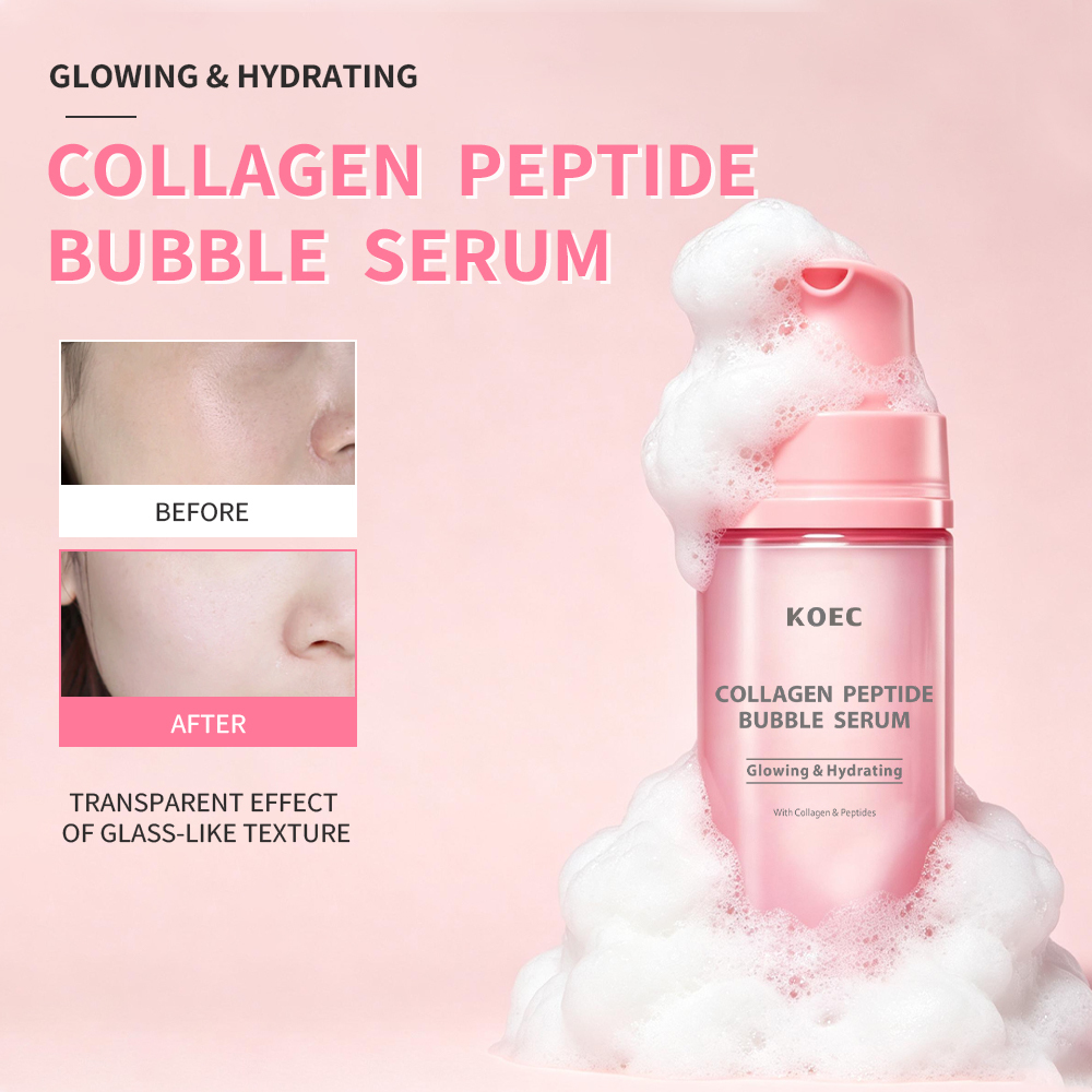 KOEC Collagen Peptide Lipsome Bubble Booster, Micro-Bubble Foam Essence for Elasticity and Plumping, Hydration & Skin Prep Boos