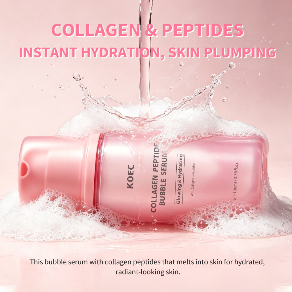 KOEC Collagen Peptide Lipsome Bubble Booster, Micro-Bubble Foam Essence for Elasticity and Plumping, Hydration & Skin Prep Boos