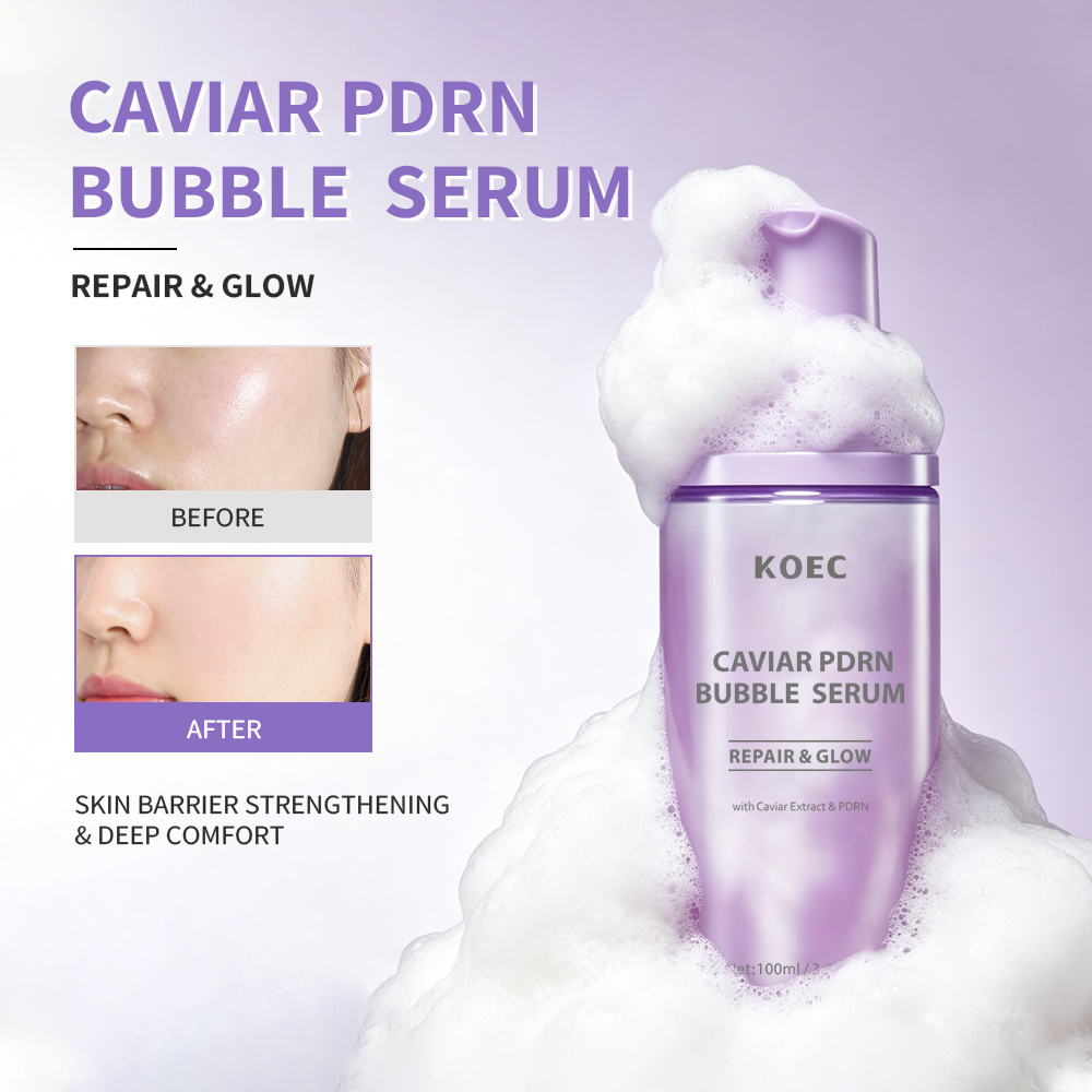 KOEC Caviar PDRN Liposome Bubble Booster, Micro-Bubble Foam Essence for Dull & Weakened Skin, Deep Nourishing, Radiant Glow