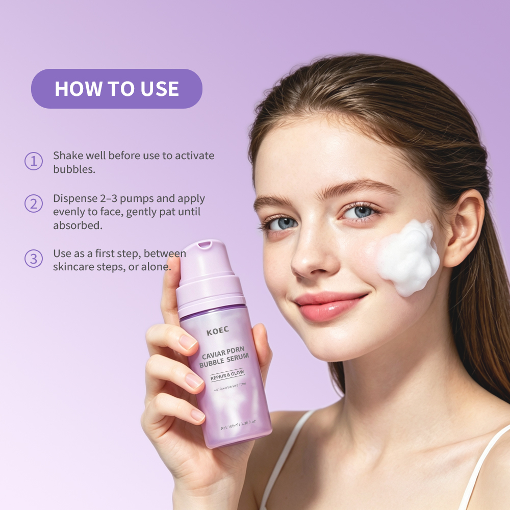 KOEC Caviar PDRN Liposome Bubble Booster, Micro-Bubble Foam Essence for Dull & Weakened Skin, Deep Nourishing, Radiant Glow
