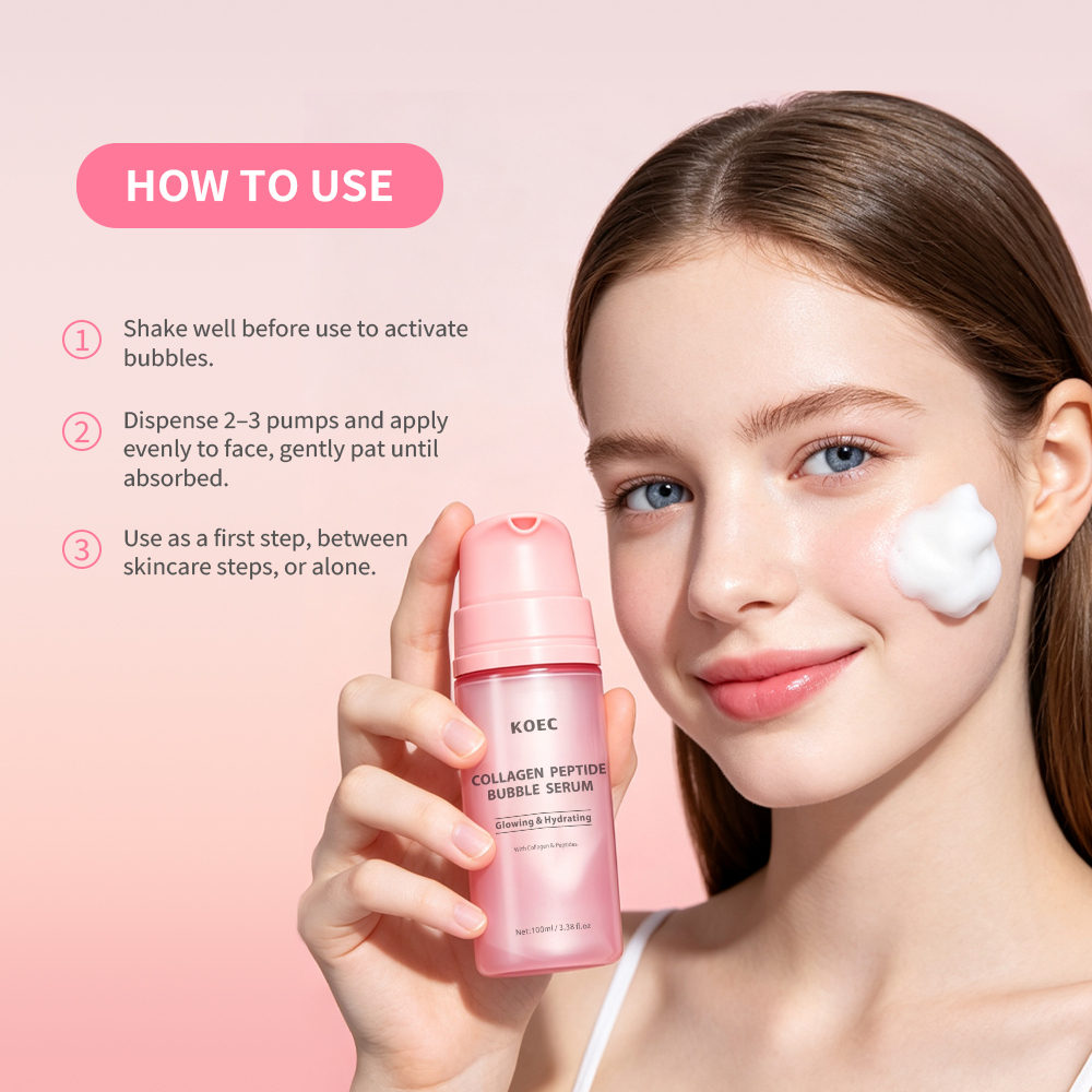 KOEC Collagen Peptide Lipsome Bubble Booster, Micro-Bubble Foam Essence for Elasticity and Plumping, Hydration & Skin Prep Boos