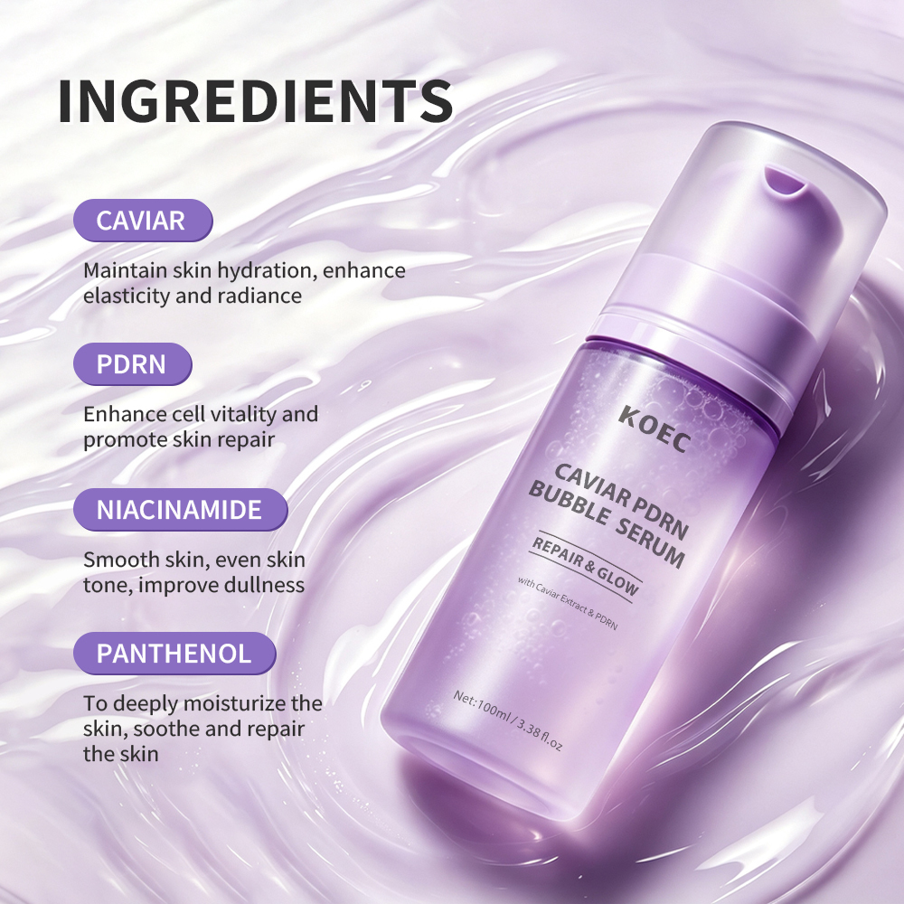 KOEC Caviar PDRN Liposome Bubble Booster, Micro-Bubble Foam Essence for Dull & Weakened Skin, Deep Nourishing, Radiant Glow