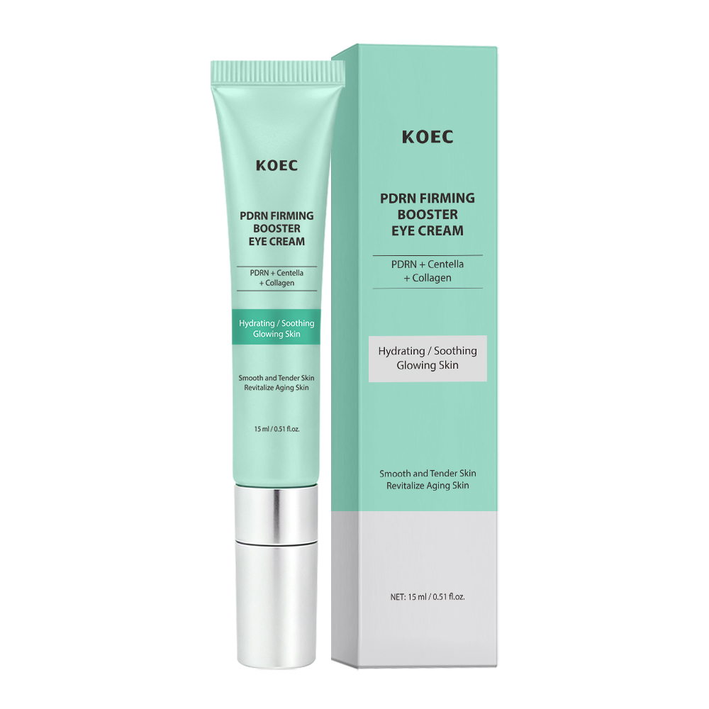 KOEC Factory PDRN Firming Booster Eye Cream with Vibrating Metal Massage Head, Multi-Effect Anti-Aging Korean Eye Care, OEM Private Label Supported, 15ml
