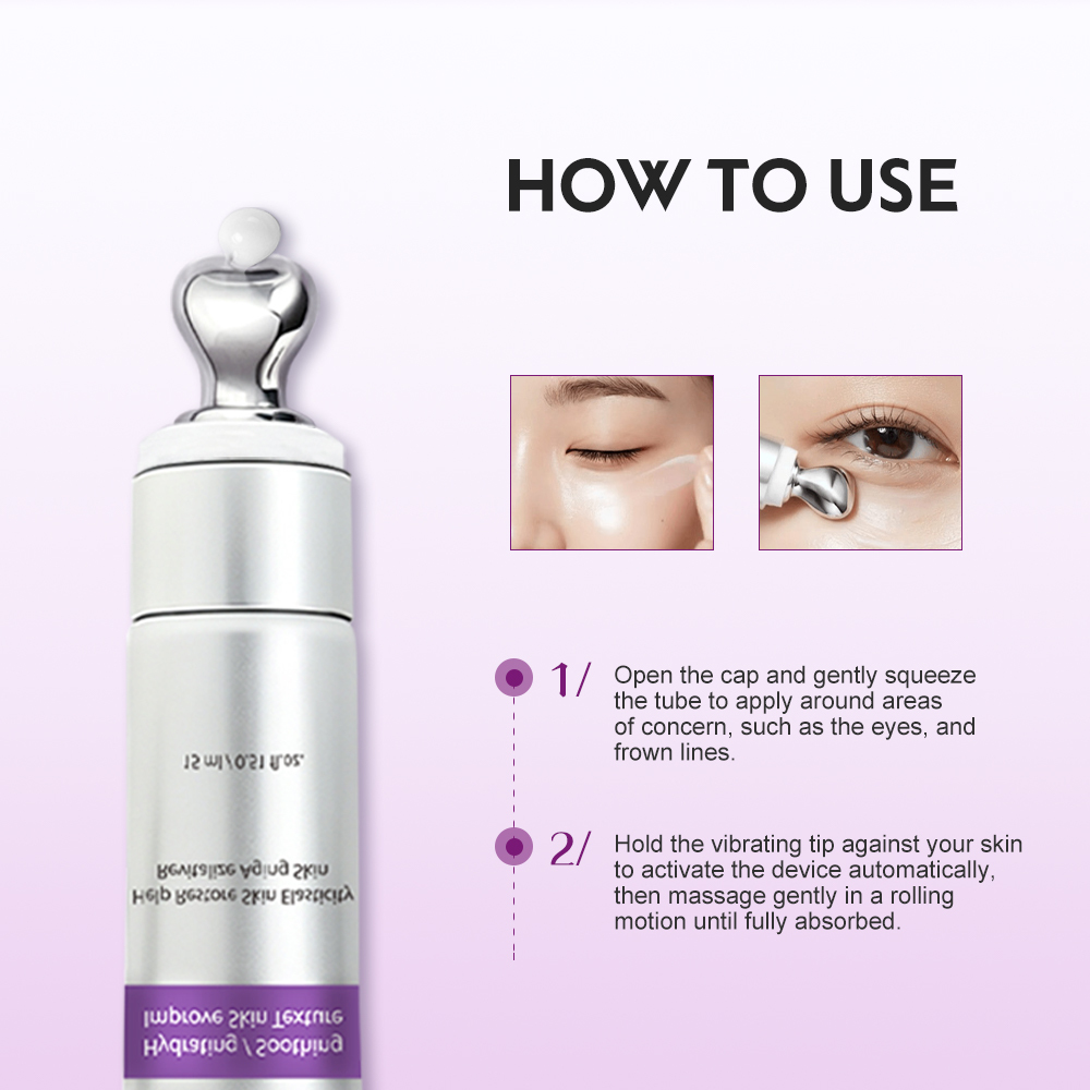 KOEC Peptide Firming Booster Eye Cream with Automatic Vibrating Metal Massage Applicator, Centella Collagen Niacinamide Anti-Aging Eye Treatment, Reduces Puffiness, Dark Circles, Fine Lines & Under Eye Bags, Hydrating Soothing Korean Skin Care, 15ml / 0.5