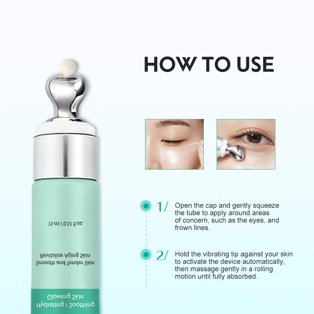 KOEC Factory PDRN Firming Booster Eye Cream with Vibrating Metal Massage Head, Multi-Effect Anti-Aging Korean Eye Care, OEM Private Label Supported, 15ml