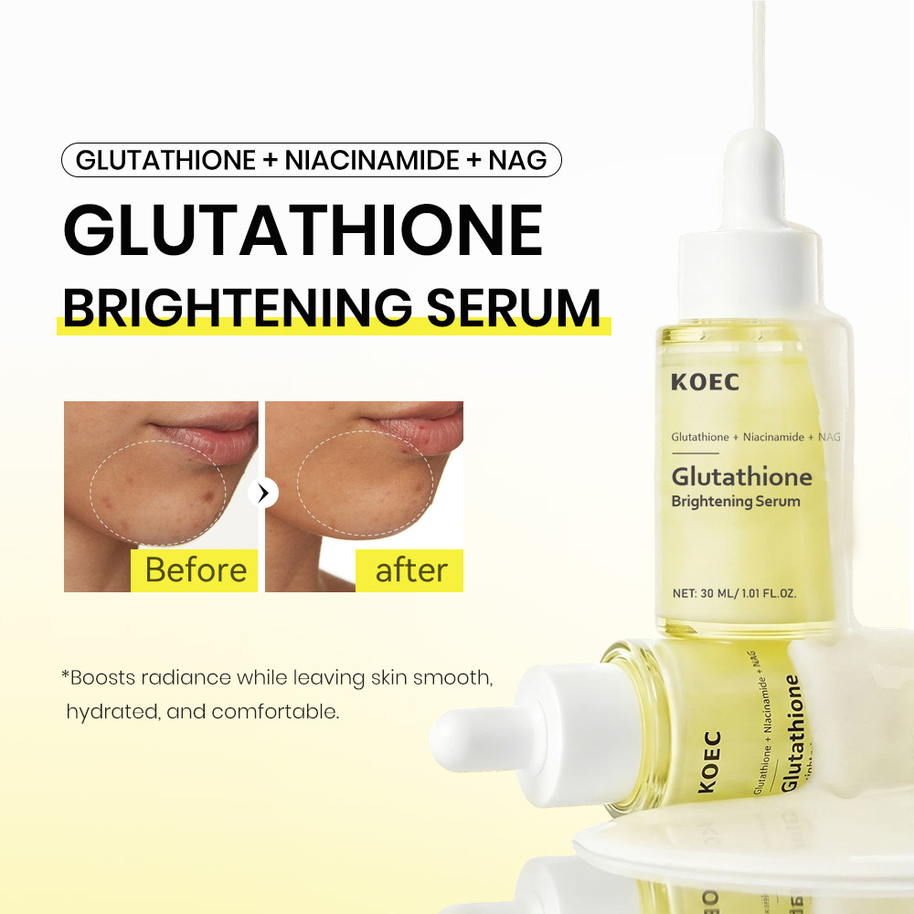 KOEC Glutathione Brightening Serum, Niacinamide + NAG Complex Skin Lightening Serum, Improve Dullness Fade Pigmentation Even Skin Tone Hydrating Face Serum 30ml